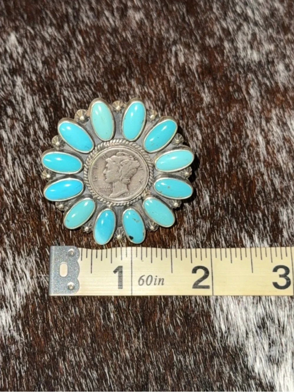 Turquoise & Sterling Multi Stone Ring, 1942 Dime